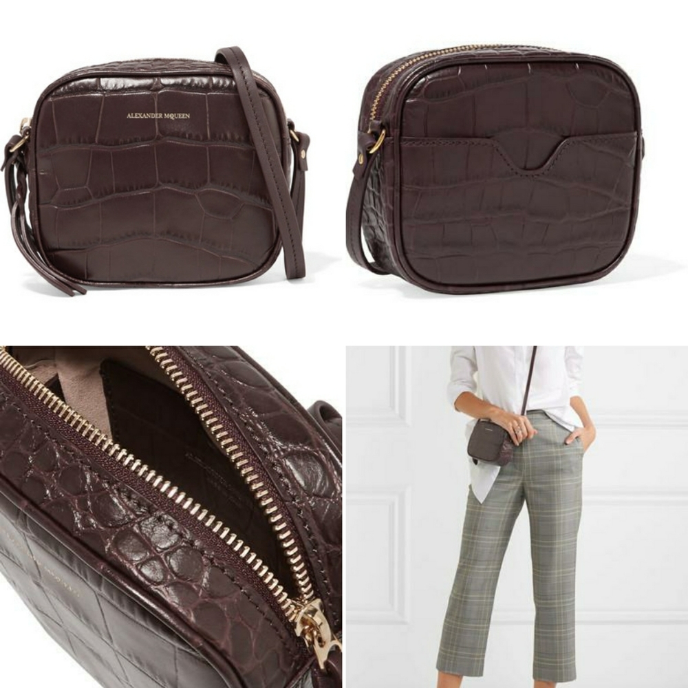 Alexander McQueen Croc-Effect Leather Camera Bag